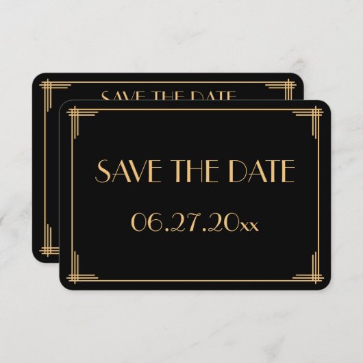 Cartes de sauvegarde de mariage Art Déco Gatsby le (Devant / Derrière)