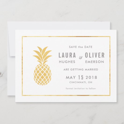 Cartes de sauvegarde de Simple Ananas en or (Devant)