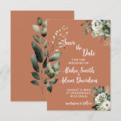 Cartes de sauvegarde Floral Sage Vert & Terracotte (Devant / Derrière)