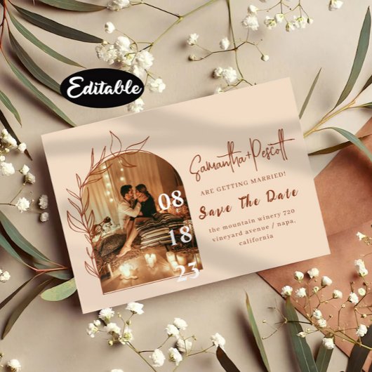 Cartes de Save the Date avec Arche de Feuillage Ro