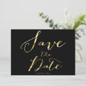 Cartes de Save The Date de mariage élégantes noir (Debout devant)