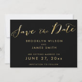 Cartes de Save The Date de mariage élégantes noir (Dos)