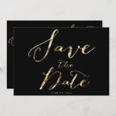 Cartes de Save The Date de mariage élégantes noir (Devant / Derrière)