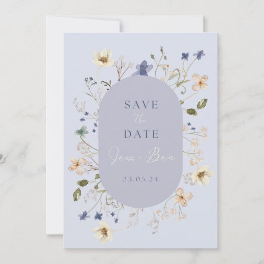 Cartes de "Save the Date" pour mariage aux fleurs (Devant)