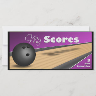Cartes de score de Bowling pourpre personnalisées