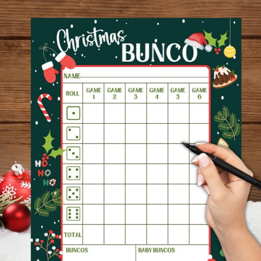 Cartes de score de Bunco de Noël imprimables