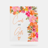 Cartes de script floral orange gras cadeau douche  (Recto)