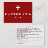 Cartes de secours (Devant / Derrière)