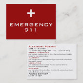 Cartes de secours (Devant / Derrière)