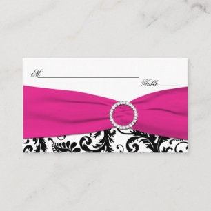 Cartes de sécurité Damask Noir, Blanc et Fuchsia