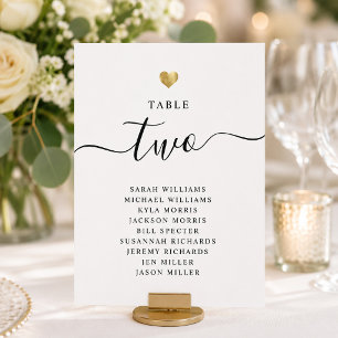 Cartes de Siège de Table de Mariage en Or Minimali