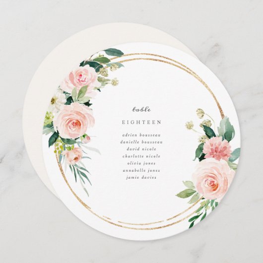 Cartes de siège du numéro de table du cercle de fl (Devant / Derrière)