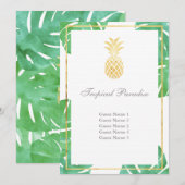 Cartes de Siège en Or de Ananas Tropical - Vertica (Devant / Derrière)