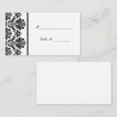 Cartes de siège Mariage damassé en noir et blanc (Devant / Derrière)