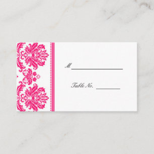 Cartes de siège Mariage damassé Rose Chaud