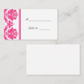 Cartes de siège Mariage damassé Rose Chaud (Devant / Derrière)