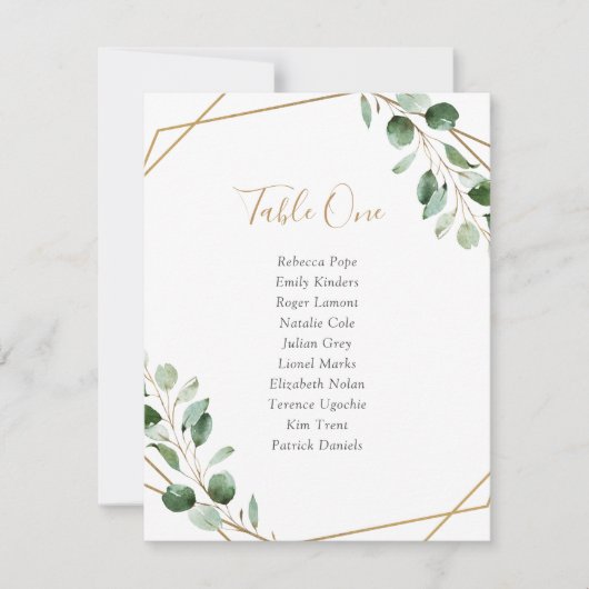 Cartes de siège Mariage de table de verdure géomét (Devant)