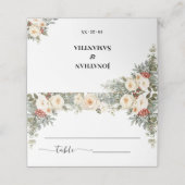 Cartes de Siège Mariage Fleurs Blanches Hiver Plié (Extérieur déplié)