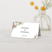 Cartes de Siège Mariage Fleurs Blanches Hiver Plié (Dos)