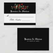 Cartes de siège mariage - LOVE Red Roses Correspon (Devant / Derrière)