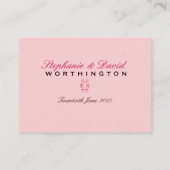 Cartes de siège Mariage Profond Pink Hearts (Dos)