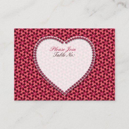Cartes de siège Mariage Profond Pink Hearts (Devant)