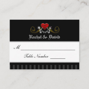 Cartes de siège mariage - Skeletons avec coeur