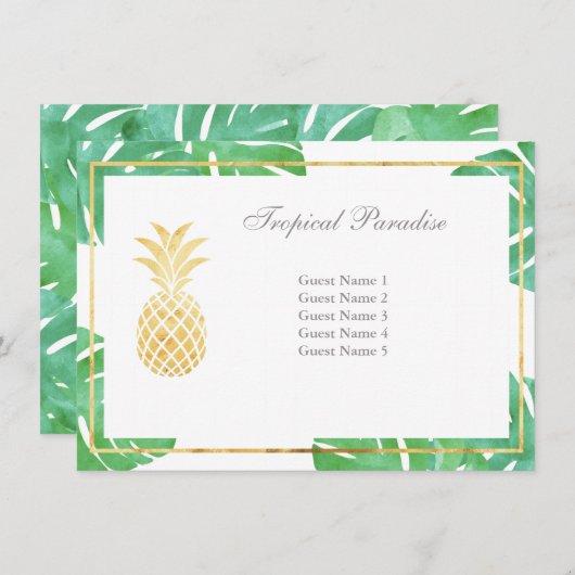 Cartes de Siège Or Tropical Pineapple (Devant / Derrière)