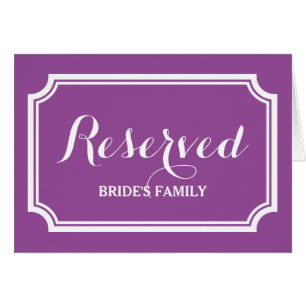 Cartes de siège ou de table réservées pour mariage