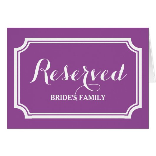 Cartes de siège ou de table réservées pour mariage (Devant Horizontal)