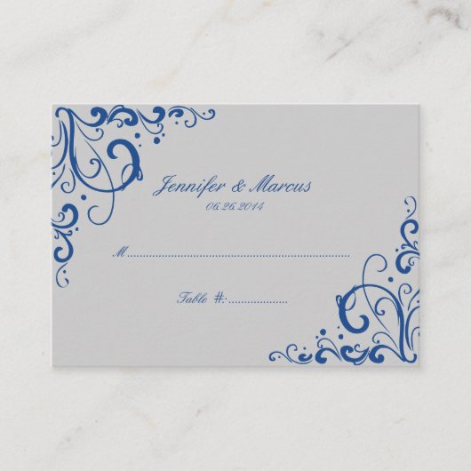 Cartes de sièges Mariage bleu et gris (Devant)