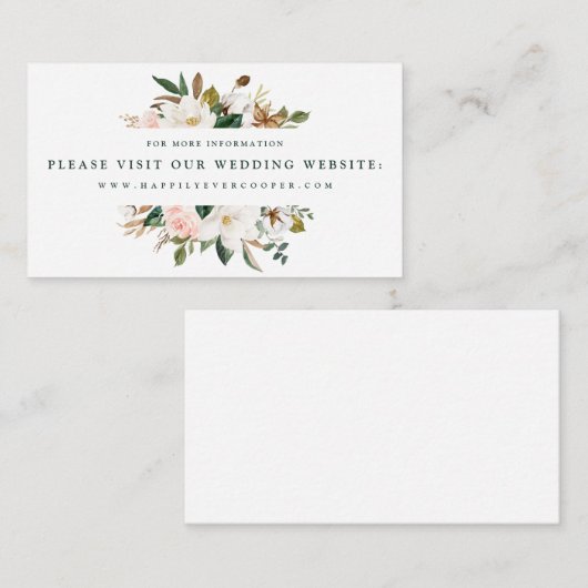 Cartes de site Web de mariage Magnolia aquarelle (Devant / Derrière)
