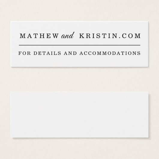 Cartes de site Web Mariage simples (Devant & derrière)