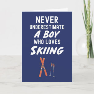 Cartes de ski bleu marine mignonnes pour bébés gar