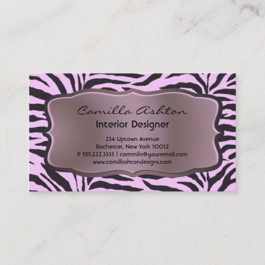Cartes de société Pink Zebra (Devant)
