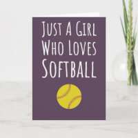 Cartes de softball rose mignonnes Joueuse de sport