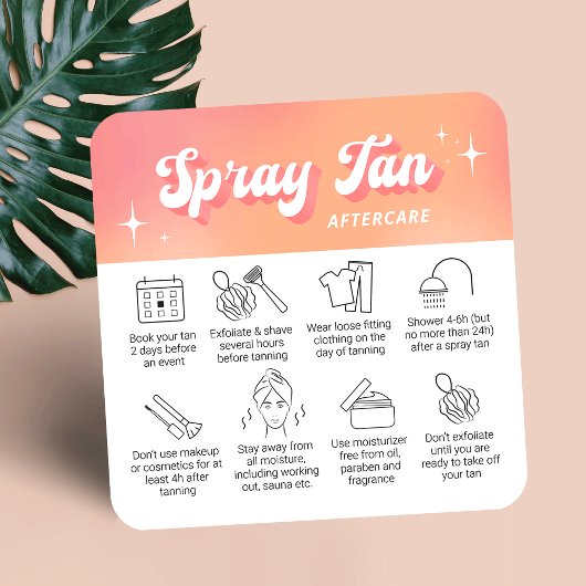 Cartes de soins après pulvérisation de bronzage gr