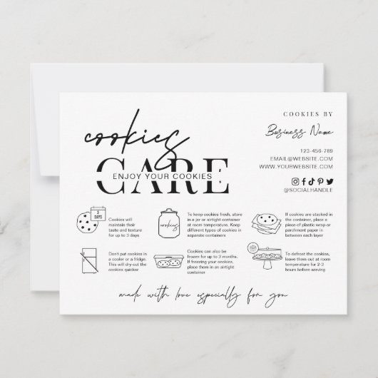 Cartes de soins de cookies Script moderne minimali (Devant)