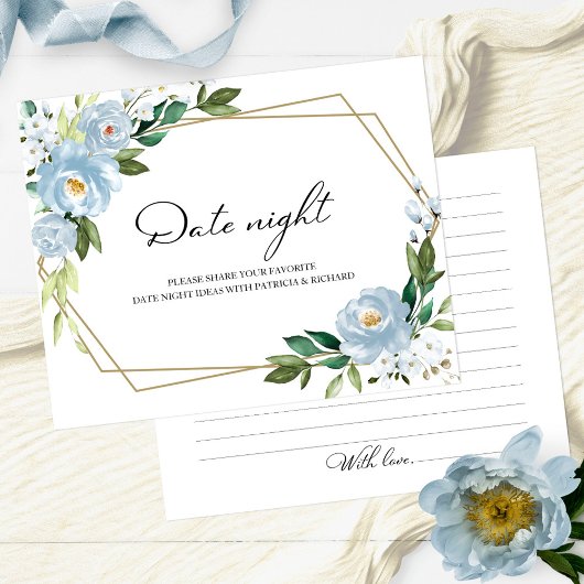 Cartes de soirée de date de douche de mariée flora