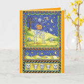 Cartes de squelette d'Halloween (Fleur jaune)
