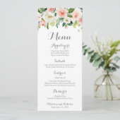 Cartes de support de menu de mariage de fleur rose (Debout devant)