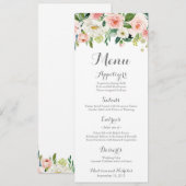 Cartes de support de menu de mariage de fleur rose (Devant / Derrière)