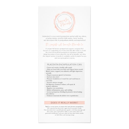 Cartes de support pour le placenta Cie. de (Devant)