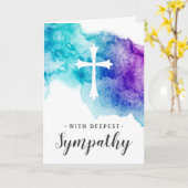 Cartes de Sympathie avec aquarelle d'aqua croix et (Fleur jaune)