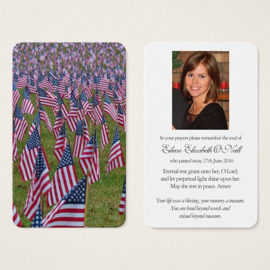 Cartes de Sympathie des drapeaux américains commém (Devant & derrière)