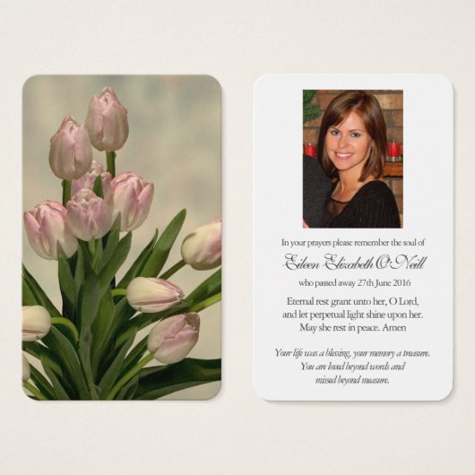 Cartes de sympathie pour la prière commémorative d (Devant & derrière)