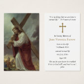 Cartes de sympathie pour la prière commémorative J (Devant & derrière)