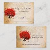 Cartes de table à feuilles de cœur rouge (Devant / Derrière)