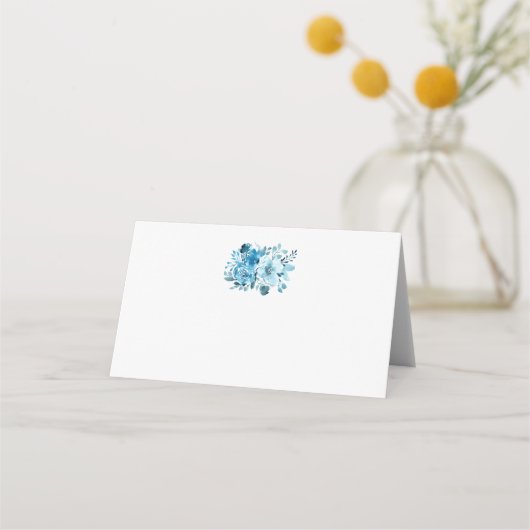 Cartes de table à fleurs bleues sous tente (Devant)