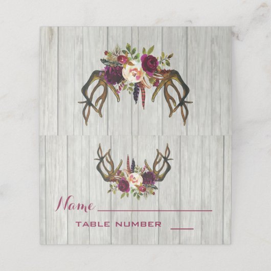 Cartes de table à fleurs de bois de chou rustique (Extérieur déplié)